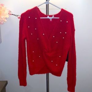 Red pearl sweater